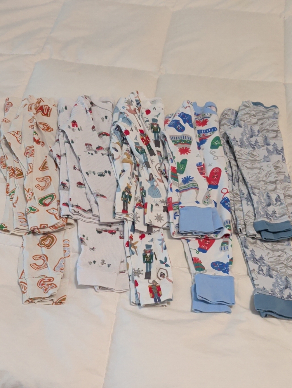 Assorted Kids One-Piece Pajamas - White with Multi-Color Prints